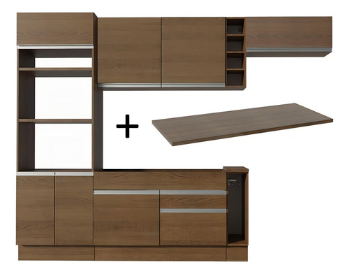 Cozinha Completa Madesa Safira com Armário e Balcão Rustic + Tampo