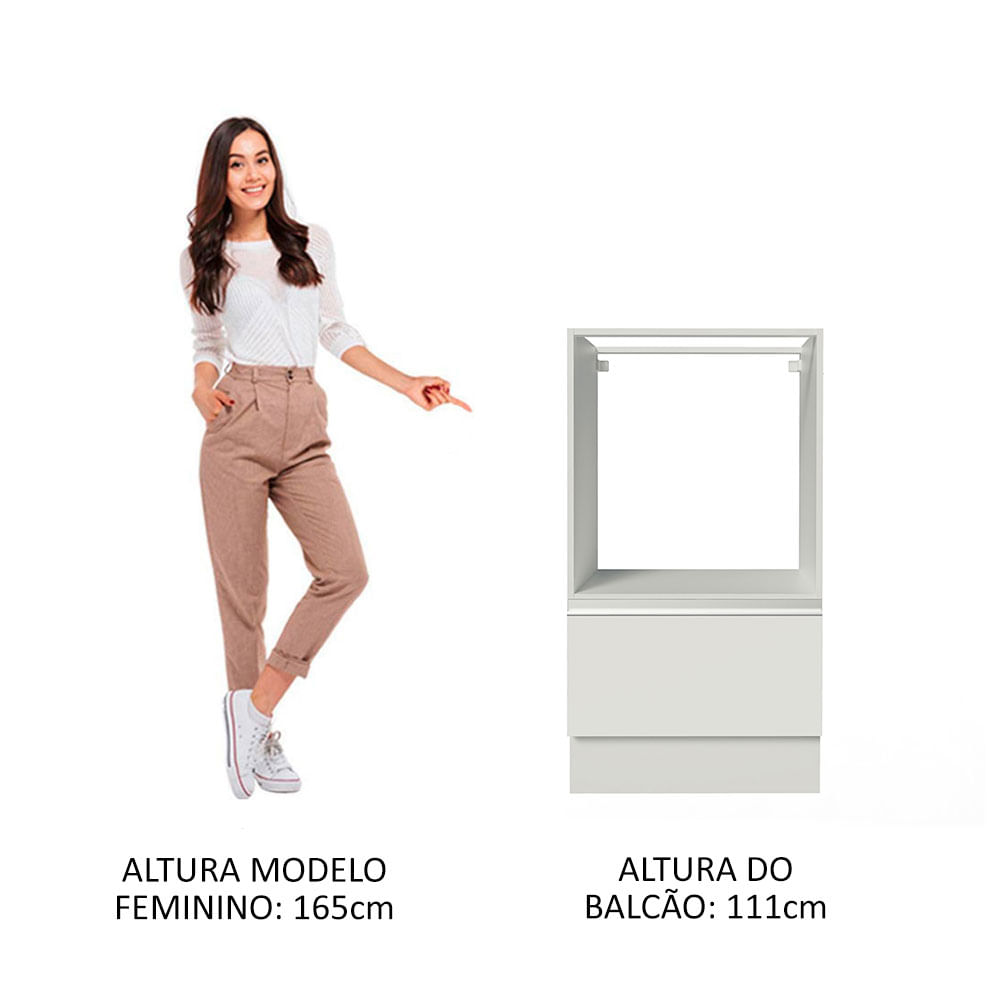 Encontraproduto.com.br - Balcão para Forno e Micro-Ondas Madesa Glamy 60 x 60 cm 1 Porta (Sem Tampo) Branco