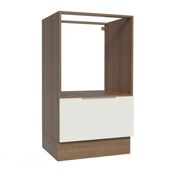 Encontraproduto.com.br - Balcão para Forno e Micro-Ondas Madesa Stella 60 x 60 cm 1 Porta (Sem Tampo) Rustic/Branco