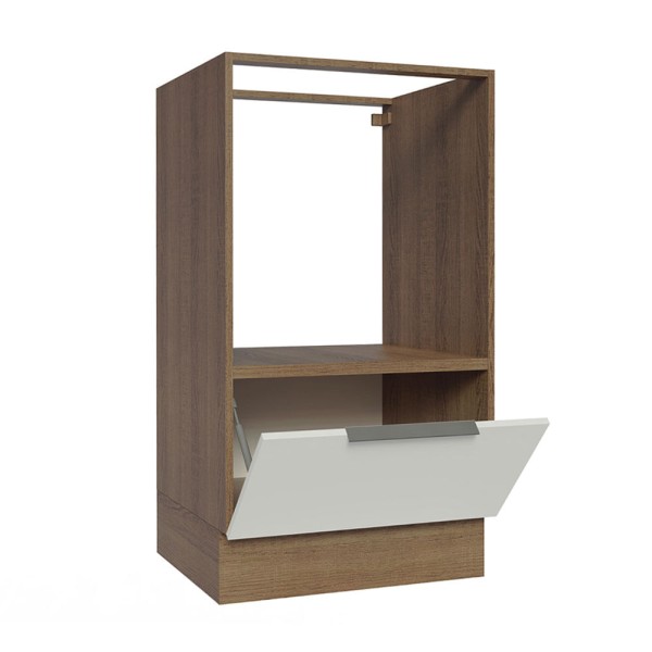 Encontraproduto.com.br - Balcão para Forno e Micro-Ondas Madesa Stella 60 x 60 cm 1 Porta (Sem Tampo) Rustic/Branco
