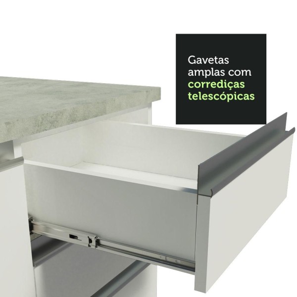 Encontraproduto.com.br - Cozinha Completa Madesa Parma com Armário e Balcão (Sem tampo e Pia) Branco/Branco/Rustic
