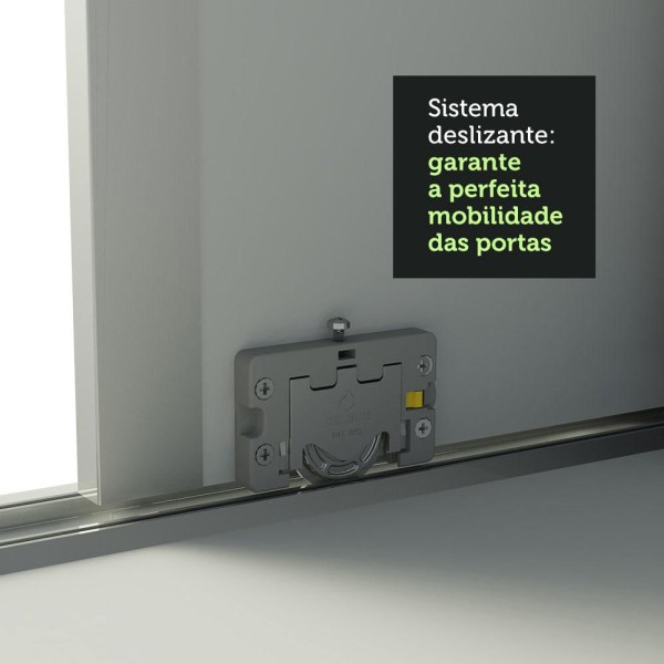 Encontraproduto.com.br - Guarda-Roupa Casal 100% MDF Madesa Zurique 3 Portas de Correr com Espelho com Pés Branco