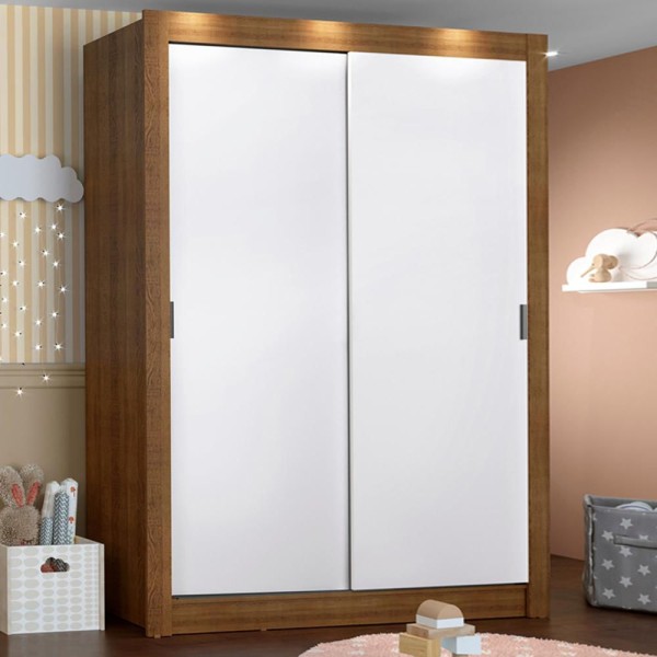 Encontraproduto.com.br - Guarda-Roupa Infantil Madesa Bento 2 Portas de Correr 2 Gavetas Rustic/Branco