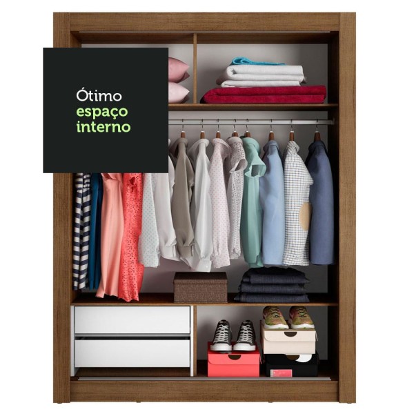 Encontraproduto.com.br - Guarda-Roupa Infantil Madesa Bento 2 Portas de Correr 2 Gavetas Rustic/Branco