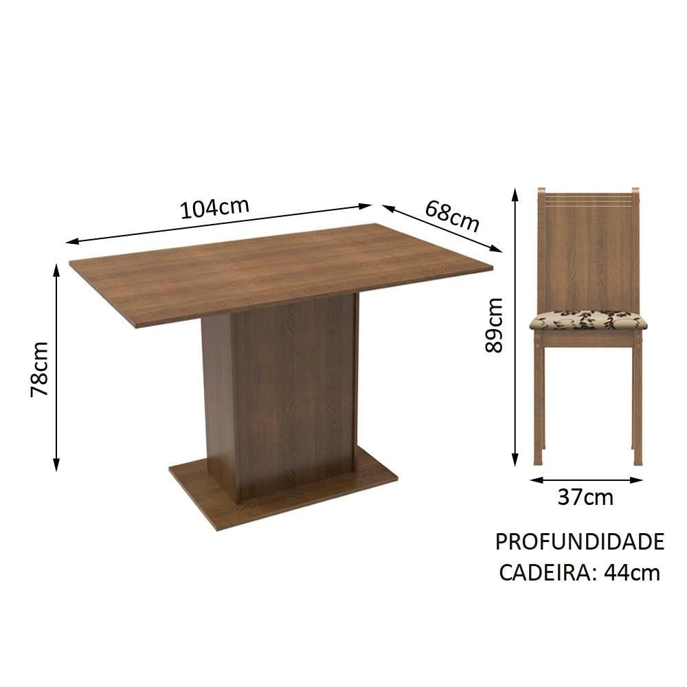Encontraproduto.com.br - Conjunto Sala de Jantar Madesa Luana Mesa Tampo de Madeira com 4 Cadeiras Rustic/Bege Marrom