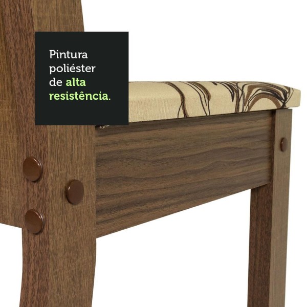 Encontraproduto.com.br - Conjunto Sala de Jantar Madesa Maya Mesa Tampo de Vidro com 4 Cadeiras Rustic/Lírio Bege