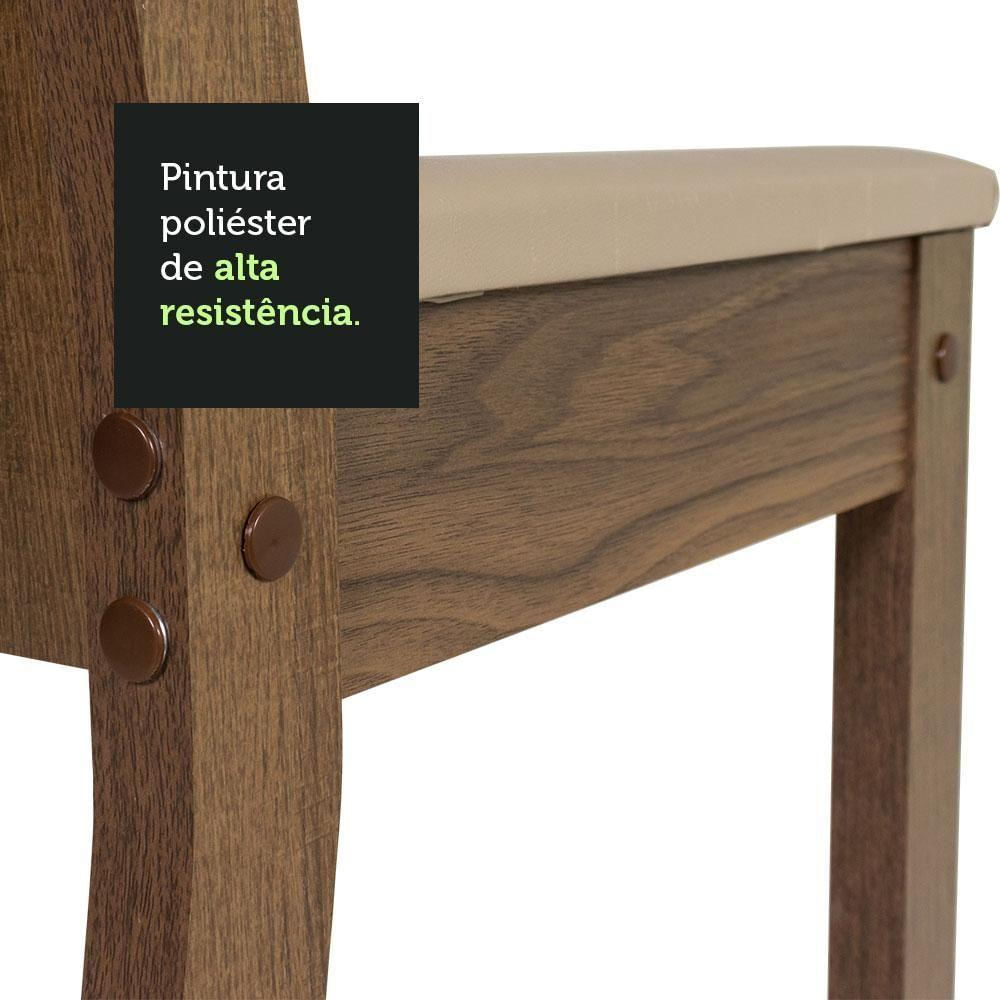 Encontraproduto.com.br - Conjunto Sala de Jantar Madesa Maya Mesa Tampo de Vidro com 4 Cadeiras Rustic/Sintético Bege