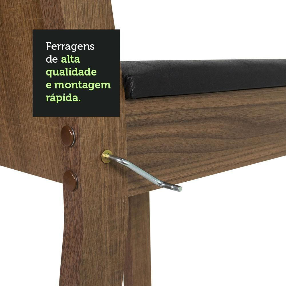 Encontraproduto.com.br - Conjunto Sala de Jantar Madesa Maya Mesa Tampo de Vidro com 4 Cadeiras Rustic/Sintético Preto