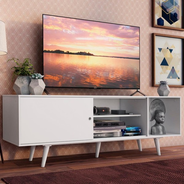Encontraproduto.com.br - Rack Madesa Dubai para TV até 65 Polegadas com Pés Branco
