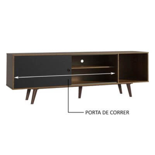 Encontraproduto.com.br - Rack Madesa Dubai para TV até 65 Polegadas com Pés Rustic/Preto 7K5Z