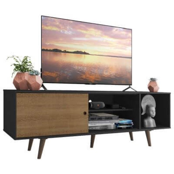 Encontraproduto.com.br - Rack Madesa Dubai para TV até 65 Polegadas com Pés Preto/Rustic D85Z