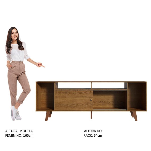 Encontraproduto.com.br - Rack para TV até 65 Polegadas Madesa Cancun com Pés Rustic