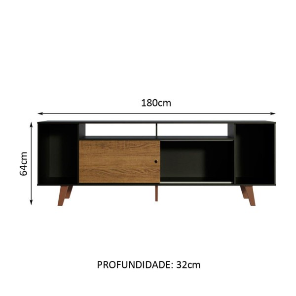 Encontraproduto.com.br - Rack para TV até 65 Polegadas Madesa Cancun com Pés Preto/Rustic D85Z