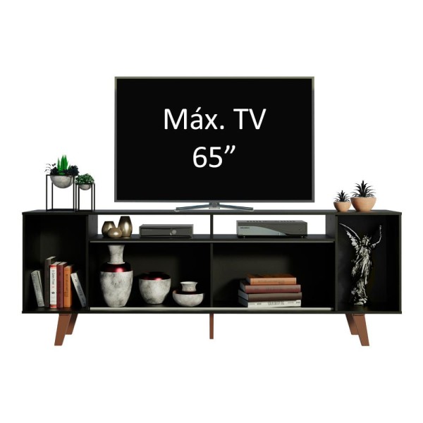 Encontraproduto.com.br - Rack para TV até 65 Polegadas Madesa Cancun com Pés Preto/Rustic D85Z