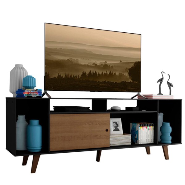 Encontraproduto.com.br - Rack para TV até 65 Polegadas Madesa Cancun com Pés Preto/Rustic D85Z