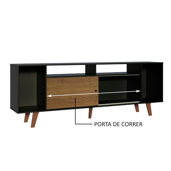 Encontraproduto.com.br - Rack para TV até 65 Polegadas Madesa Cancun com Pés Preto/Rustic D85Z