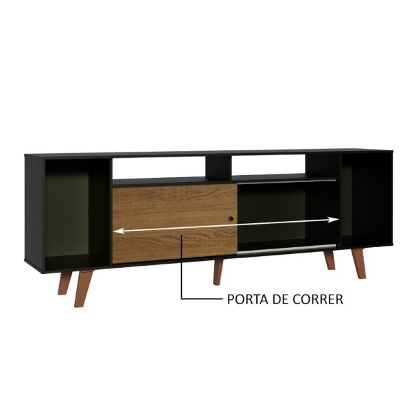 Encontraproduto.com.br - Rack para TV até 65 Polegadas Madesa Cancun com Pés Preto/Rustic D85Z