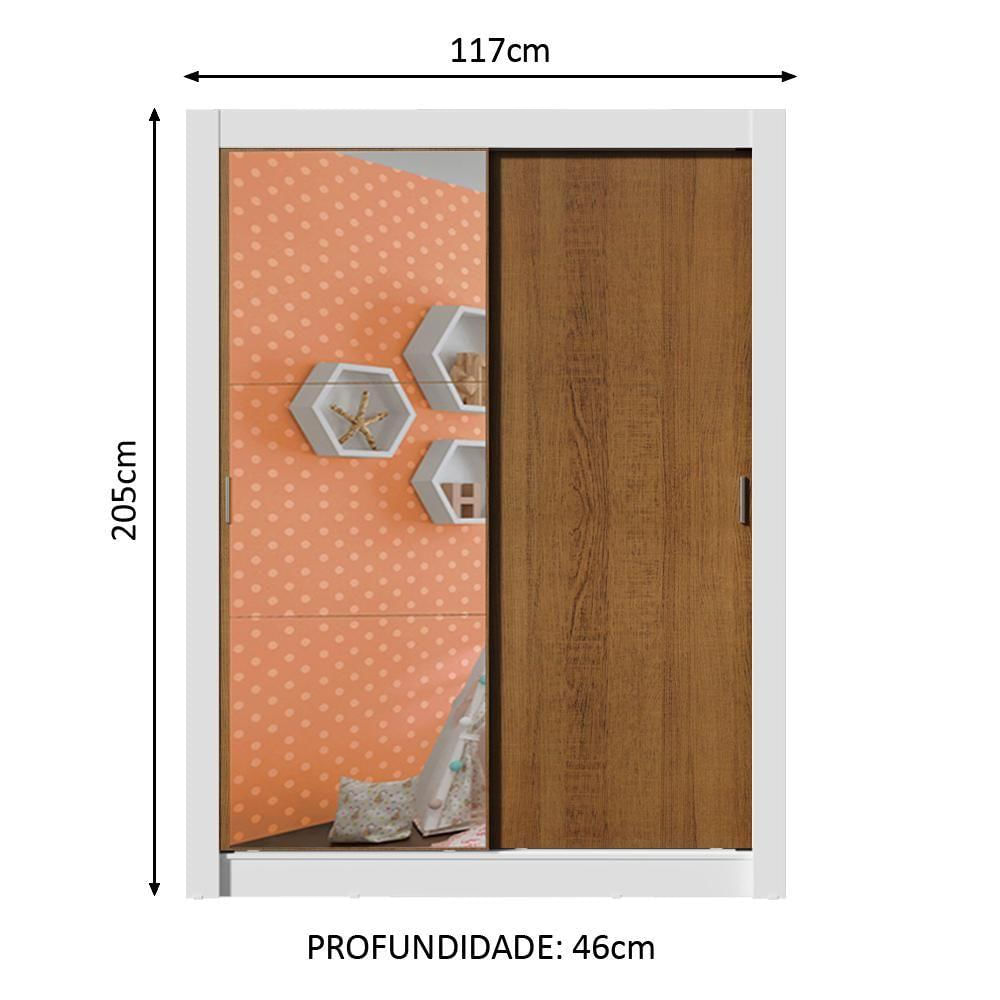 Encontraproduto.com.br - Guarda-Roupa Infantil Madesa Enzo 2 Portas de Correr com Espelho Branco/Rustic