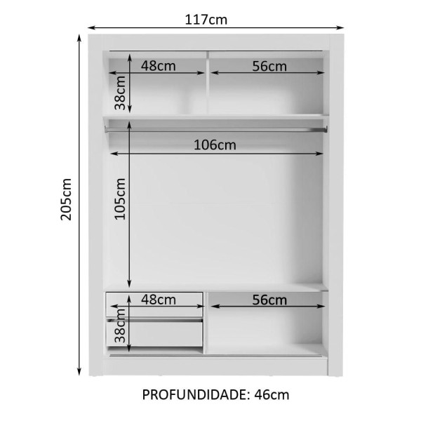 Encontraproduto.com.br - Guarda-Roupa Infantil Madesa Bento 2 Portas de Correr com Espelho 2 Gavetas Branco/Rustic