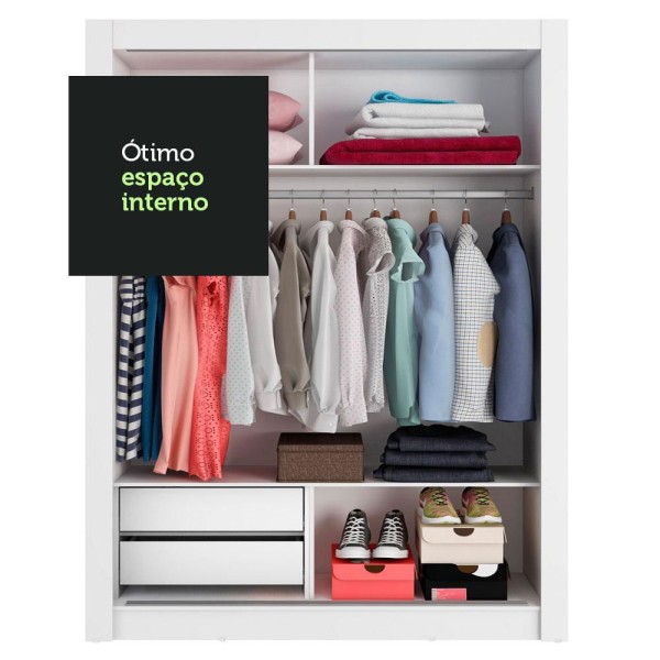 Encontraproduto.com.br - Guarda-Roupa Infantil Madesa Bento 2 Portas de Correr com Espelho 2 Gavetas Branco/Rustic