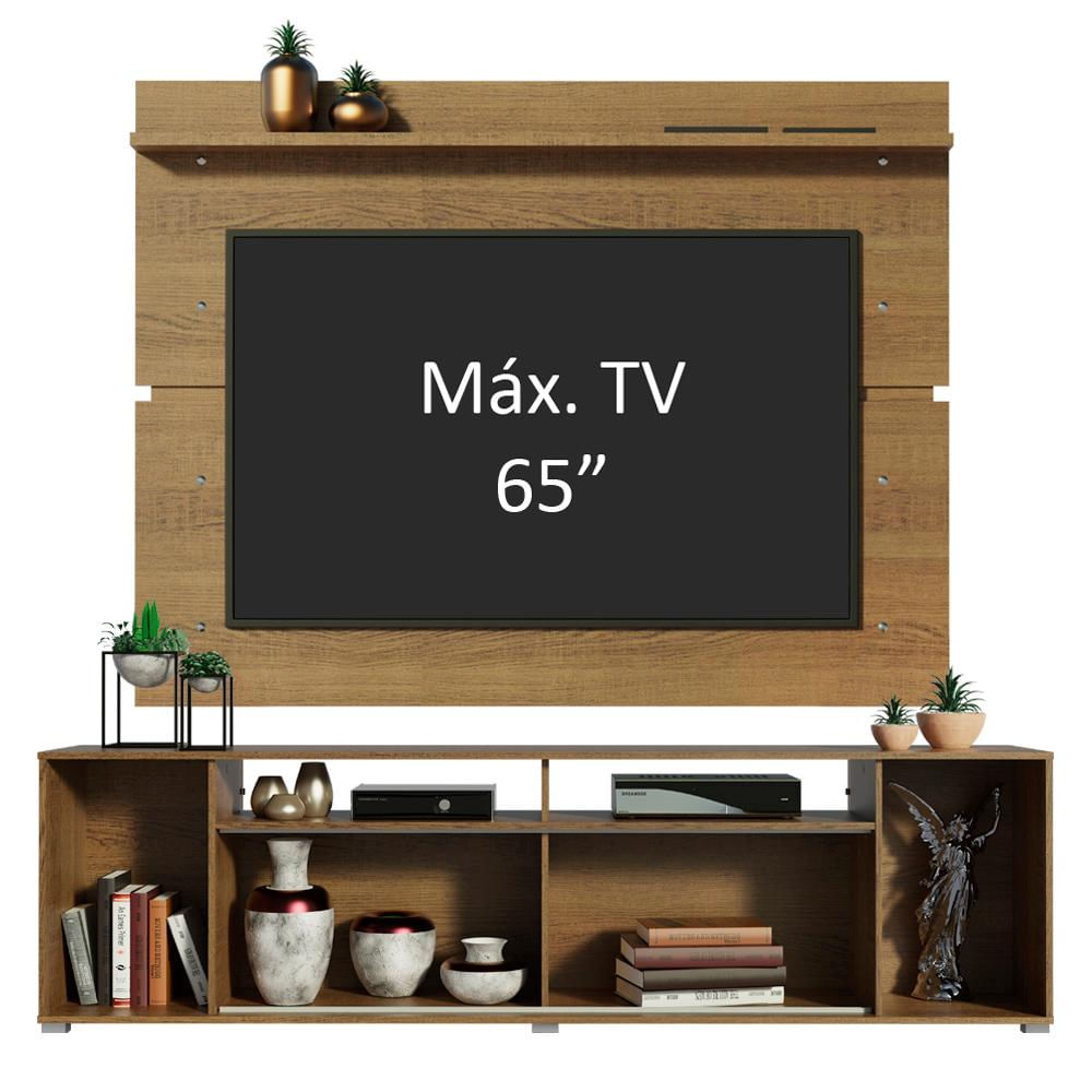 Rack Madesa Cancun e Painel para TV até 65 Polegadas Rustic/Preto 7K5Z