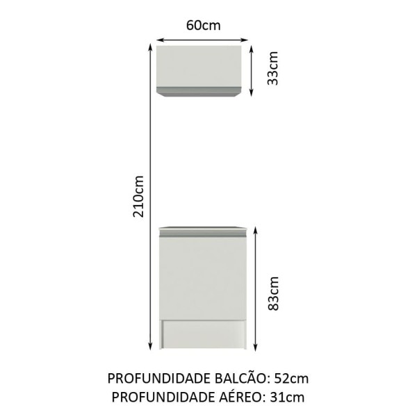 Encontraproduto.com.br - Kit Área de Serviço Madesa Topazio 60 cm com Armário e Balcão Branco