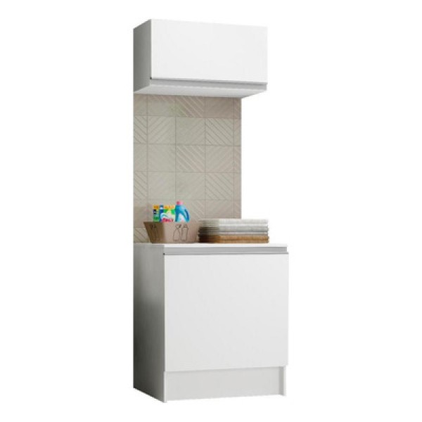 Encontraproduto.com.br - Kit Área de Serviço Madesa Topazio 60 cm com Armário e Balcão Branco