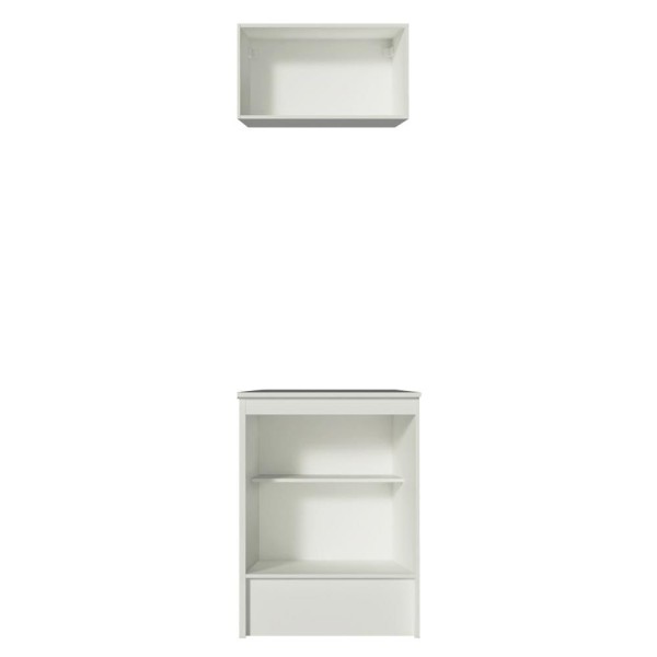 Encontraproduto.com.br - Kit Área de Serviço Madesa Topazio 60 cm com Armário e Balcão Branco/Rustic