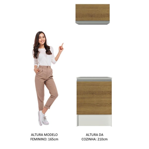 Encontraproduto.com.br - Kit Área de Serviço Madesa Topazio 60 cm com Armário e Balcão Branco/Rustic