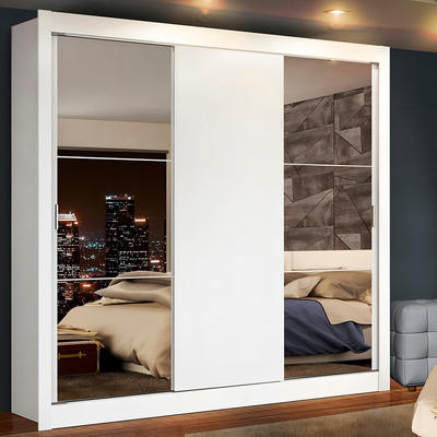 Guarda-roupa Casal Lyon Branco 3 Portas de Correr Madesa