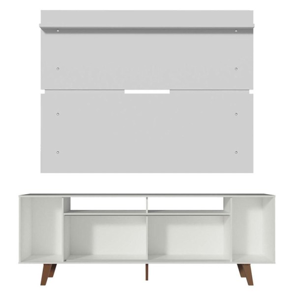 Encontraproduto.com.br - Rack Madesa Cancun com Pés e Painel para TV até 65 Polegadas Branco/Rustic 9B9B