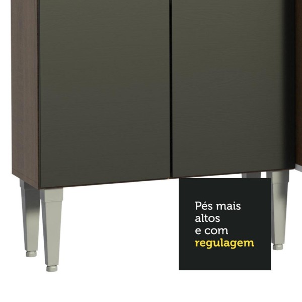 Encontraproduto.com.br - Cozinha Completa Madesa Emilly Fire com Balcão e Armário Aéreo Reflex - Rustic/Preto