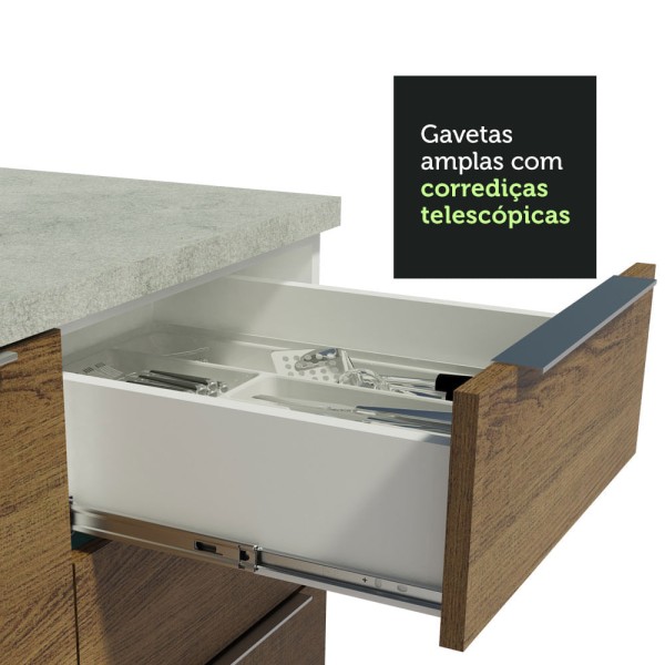 Encontraproduto.com.br - Cozinha Completa Madesa Stella 290001 com Armário e Balcão Branco/Rustic/Saara