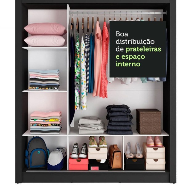 Encontraproduto.com.br - Guarda-Roupa Casal Madesa Mônaco 3 Portas de Correr com Espelhos Preto/Rustic