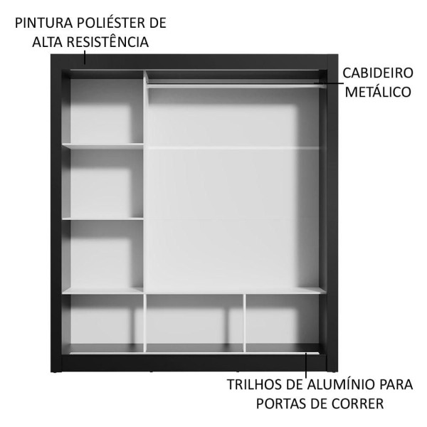 Encontraproduto.com.br - Guarda-Roupa Casal Madesa Mônaco 3 Portas de Correr com Espelhos Preto/Rustic