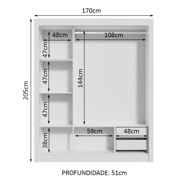 Encontraproduto.com.br - Guarda-Roupa Casal Madesa Lyon 3 Portas de Correr 2 Gavetas Branco/Preto