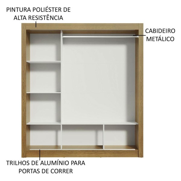 Encontraproduto.com.br - Guarda-Roupa Casal Madesa Mônaco 3 Portas de Correr com Espelhos Rustic/Preto