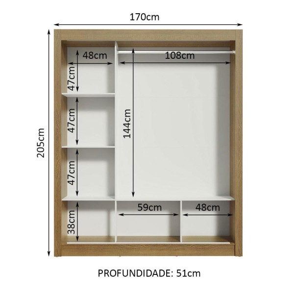 Encontraproduto.com.br - Guarda-Roupa Casal Madesa Mônaco 3 Portas de Correr com Espelhos Rustic/Preto