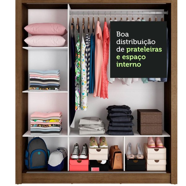 Encontraproduto.com.br - Guarda-Roupa Casal Madesa Mônaco 3 Portas de Correr com Espelhos Rustic/Preto