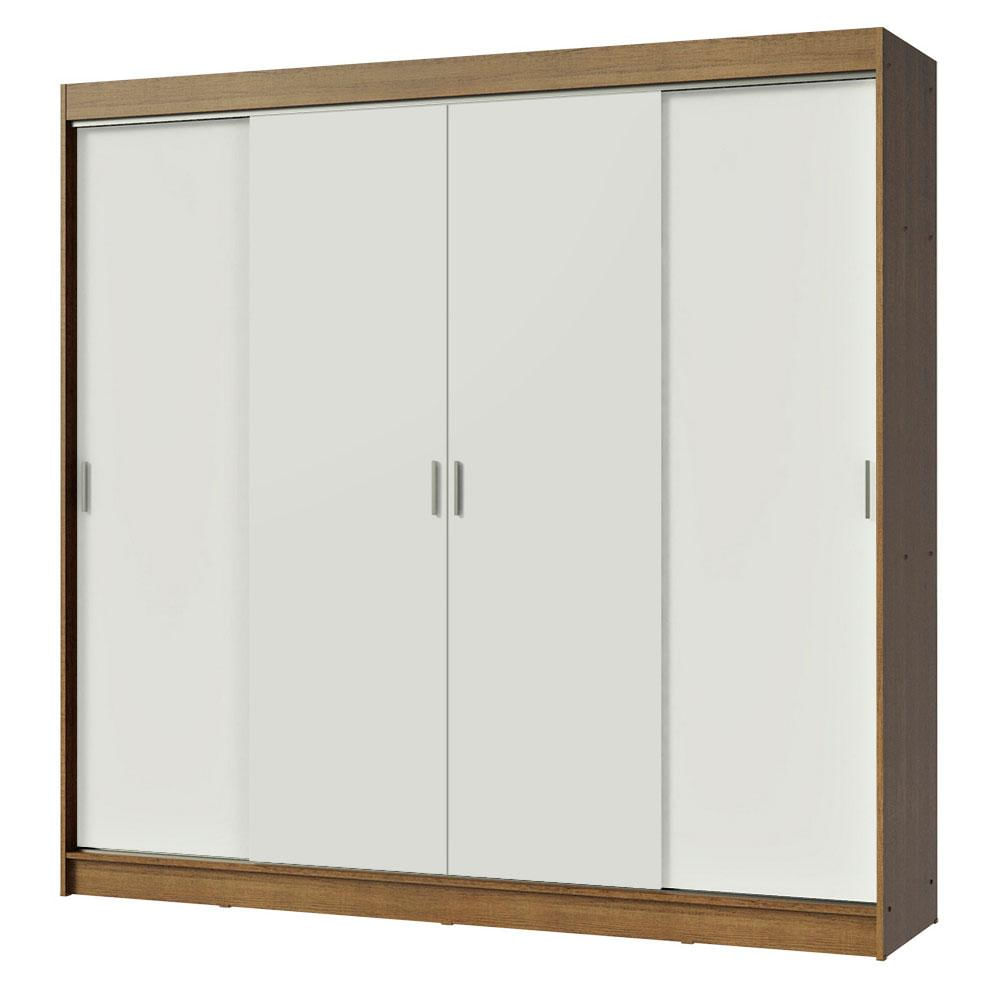 Encontraproduto.com.br - Guarda-Roupa Casal Madesa Austin 4 Portas de Correr 3 Gavetas Rustic/Branco
