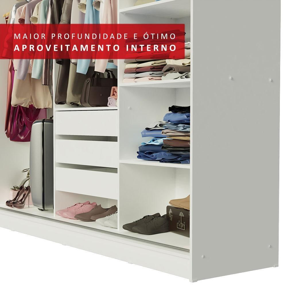Encontraproduto.com.br - Guarda-Roupa Casal Madesa Istambul 3 Portas de Correr com Espelhos 3 Gavetas Branco