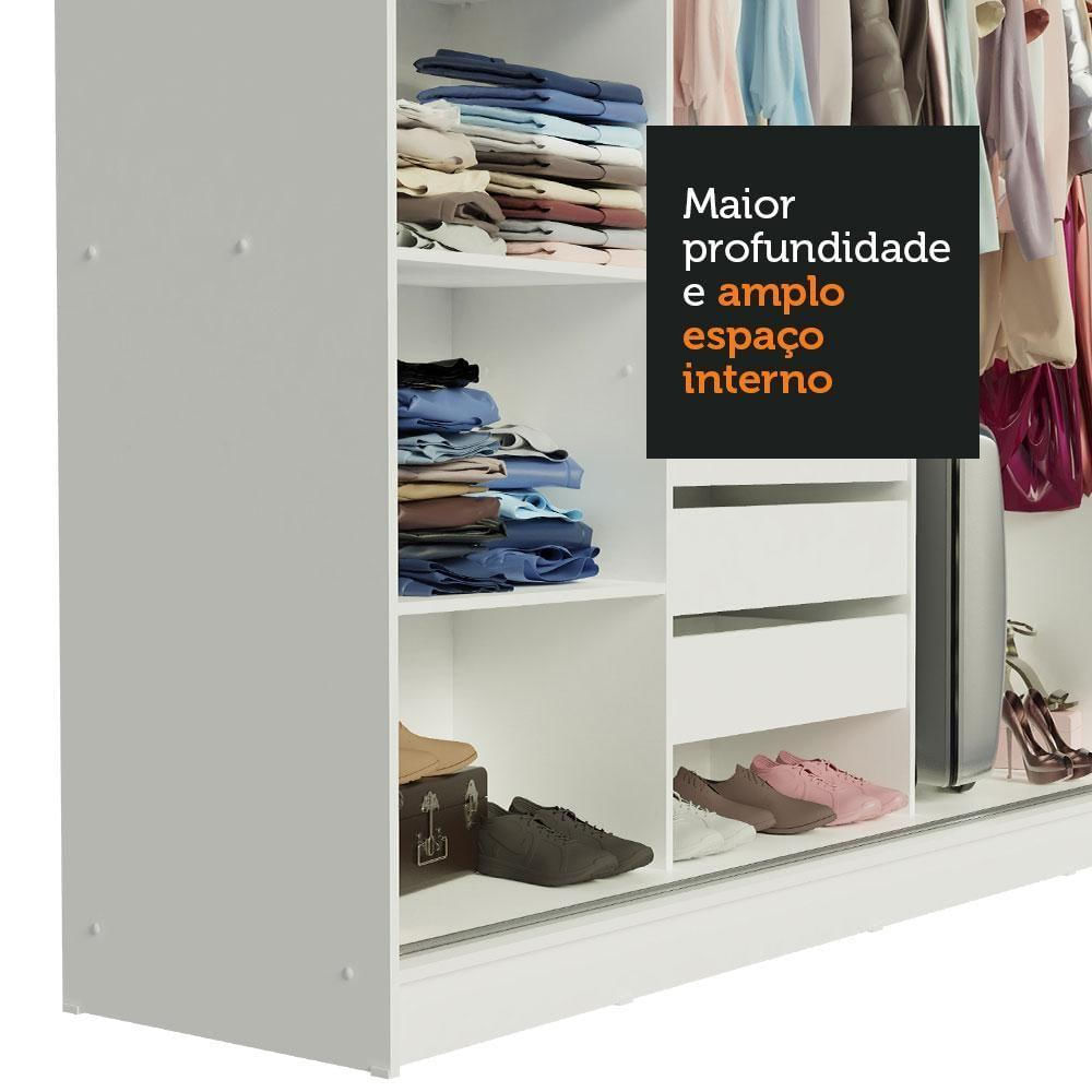 Encontraproduto.com.br - Guarda-Roupa Casal Madesa Istambul 3 Portas de Correr com Espelhos 3 Gavetas Branco