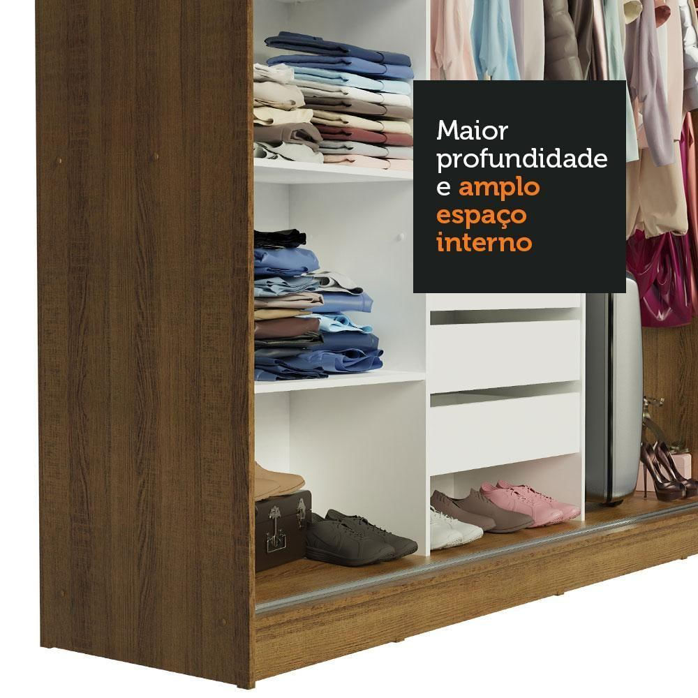Encontraproduto.com.br - Guarda-Roupa Casal Madesa Istambul 3 Portas de Correr de Espelho 3 Gavetas Rustic