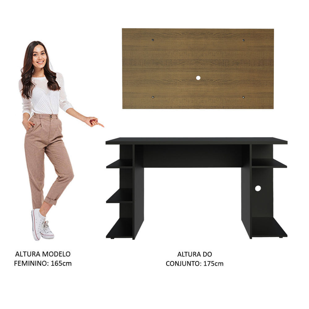 Encontraproduto.com.br - Mesa para Computador Gamer Madesa 9409 e Painel para TV até 50 Polegadas - Preto/Rustic