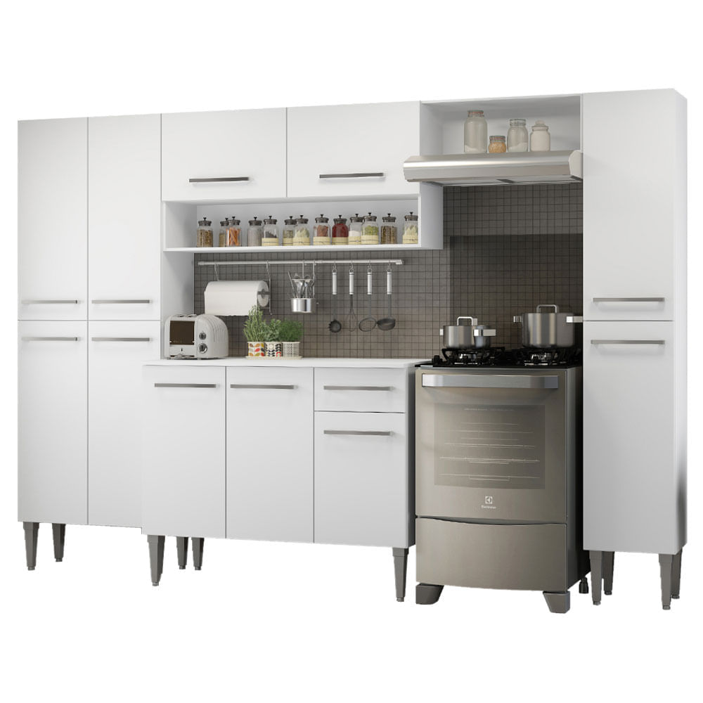 Encontraproduto.com.br - Armário de Cozinha Completa 261cm Branco Emilly Hit Madesa