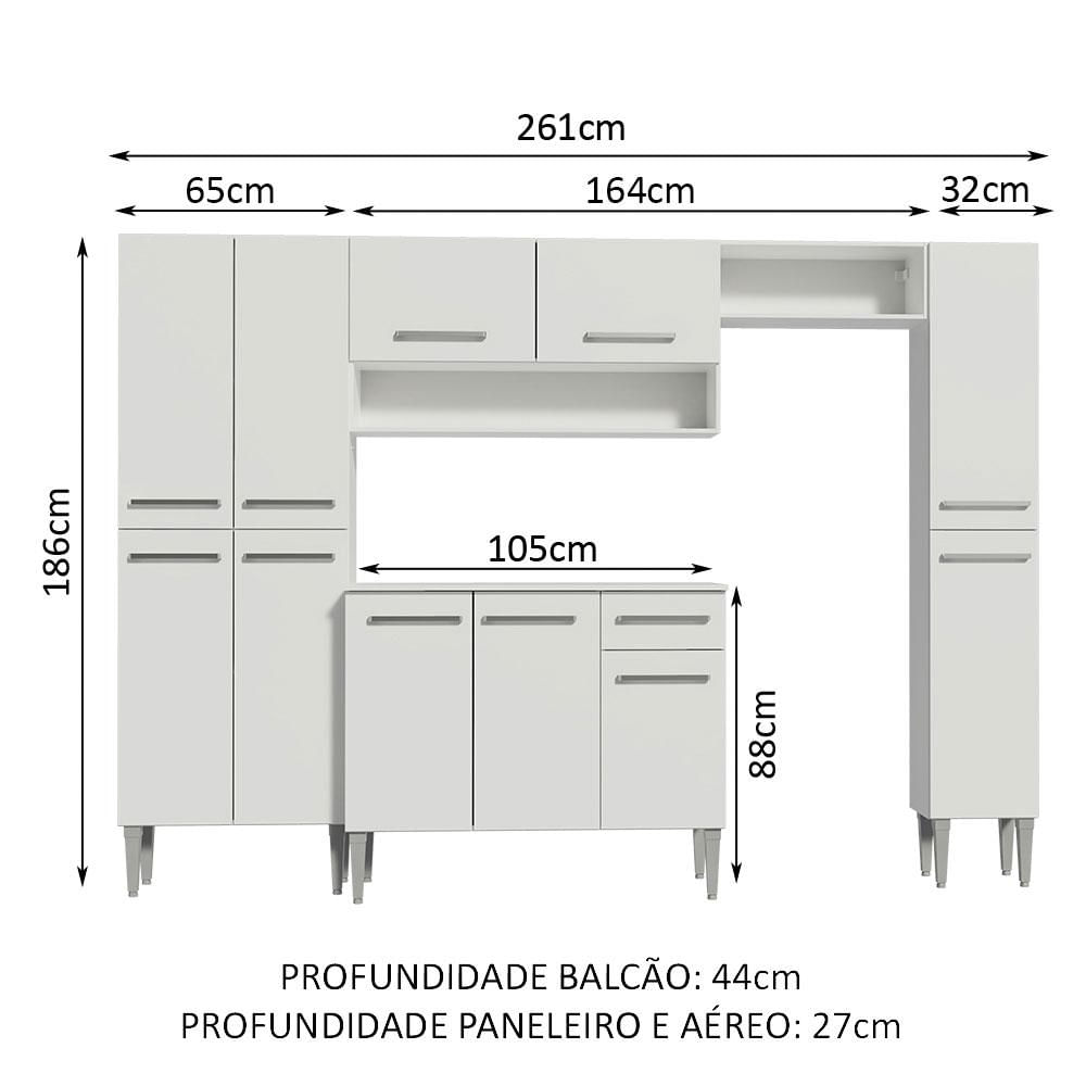 Encontraproduto.com.br - Armário de Cozinha Completa 261cm Branco Emilly Hit Madesa
