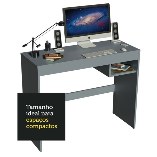 Encontraproduto.com.br - Escrivaninha Madesa Rubi com Tampo de Madeira e 1 Nicho Cinza