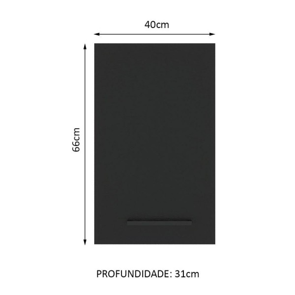 Encontraproduto.com.br - Armário Aéreo Madesa Agata 40 cm 1 Porta Branco/Preto