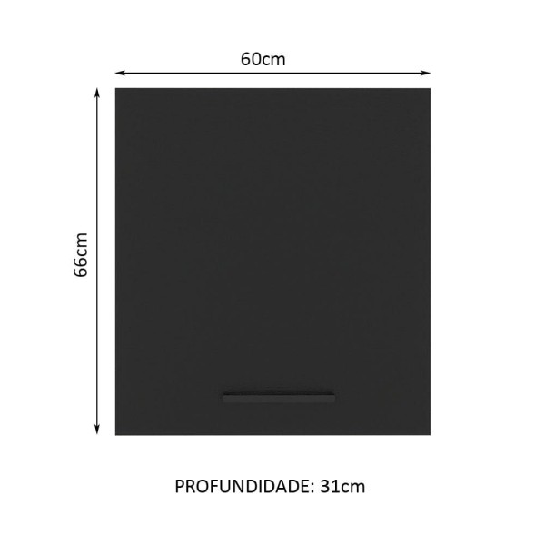 Encontraproduto.com.br - Armário Aéreo Madesa Agata 60cm 1 Porta Rustic Preto