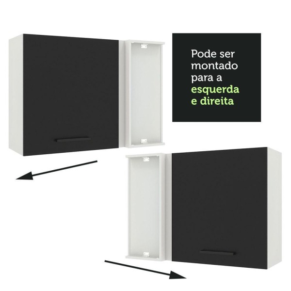 Encontraproduto.com.br - Armário Aéreo de Canto Madesa Agata 1 Porta Branco/Preto